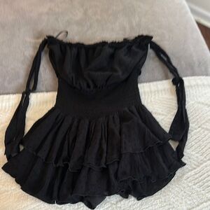 Forever21 Black Ruffled Off-Shoulder romper dress